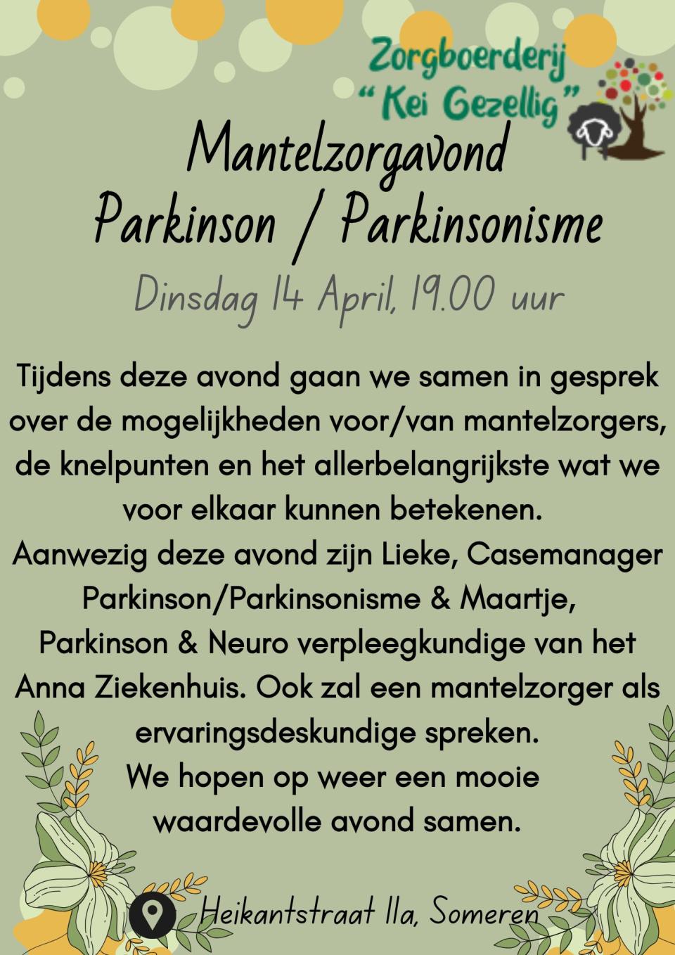 Mantelzorgavond Zorgboerderij Kei Gezellig